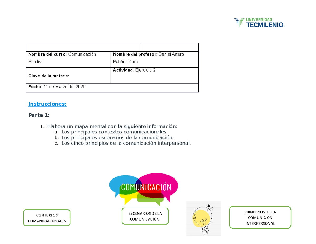 Comunicacion E2 - Ejercicio - Nombre del curso: Comunicación Efectiva ...