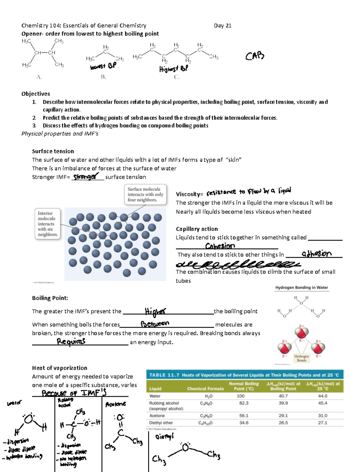 CHM 104 Day 21 - Lecture Notes/ Practice Problems For Chm 104 Wentzel's ...