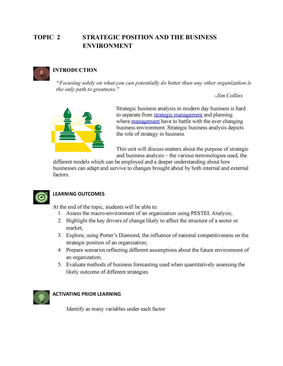 Topic-2-SBA - Topic Two For Strategic Business Analysis - TOPIC 2 ...