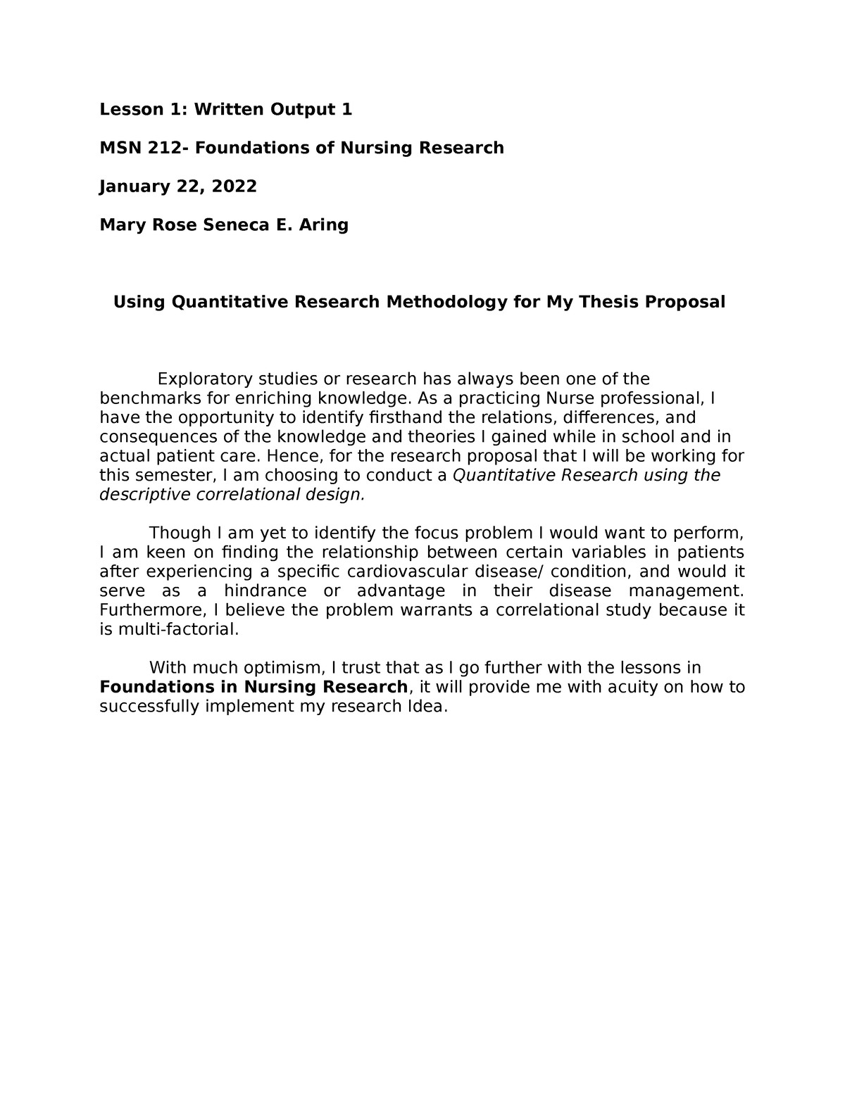 nursing quantitative research examples