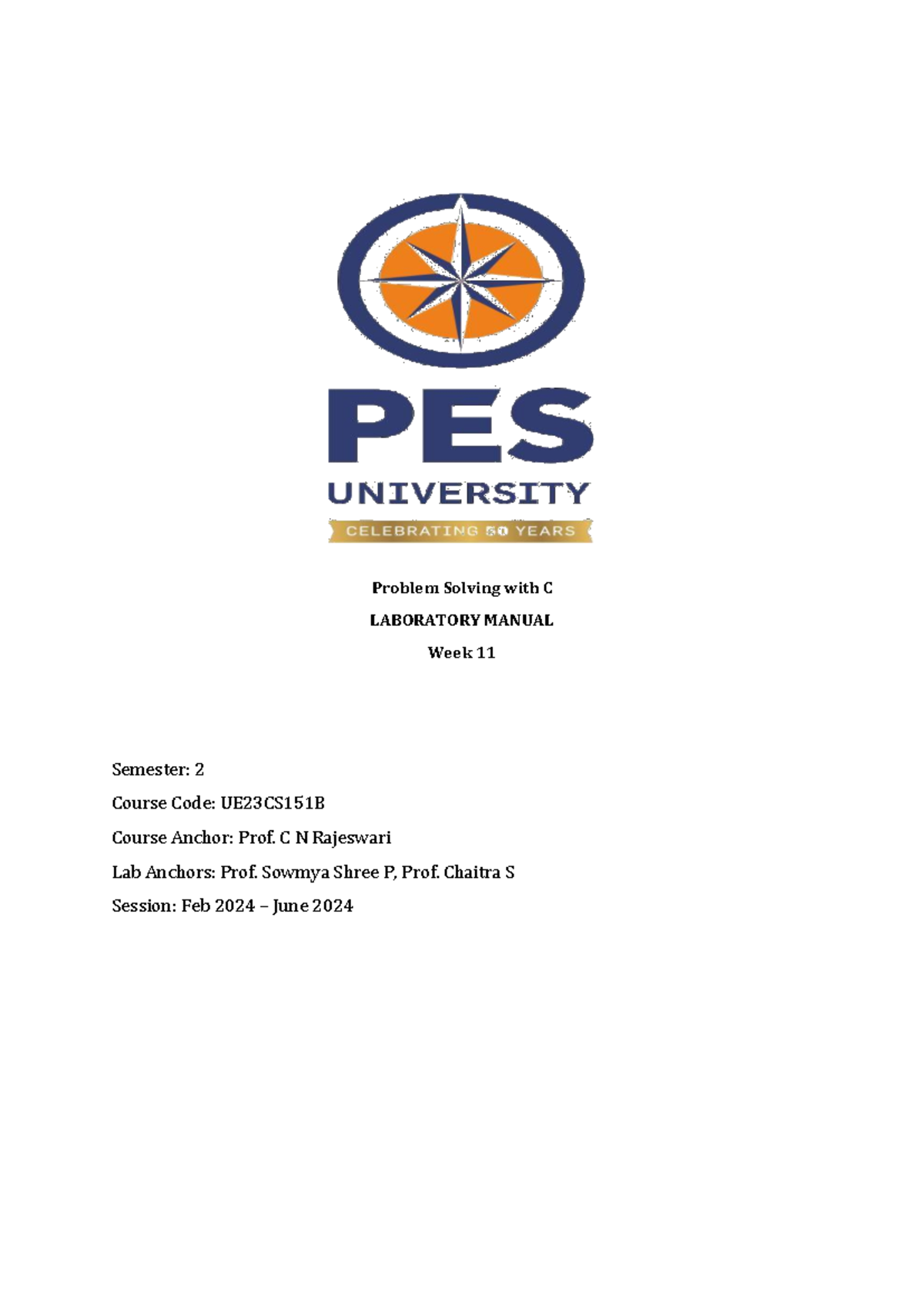 11 12 13 14 merged - Lab Manual - Problem Solving with C LABORATORY ...