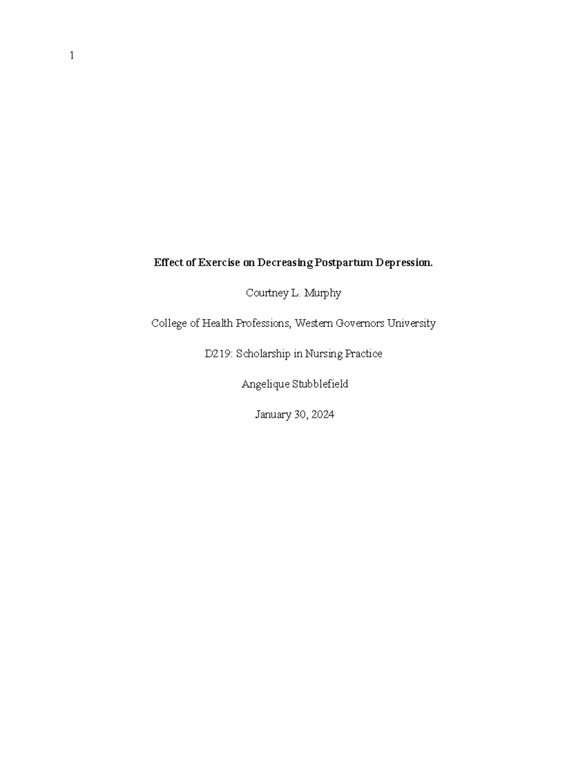 D219 - MYM2 - PA Template - revised - Effect of Exercise on Decreasing ...