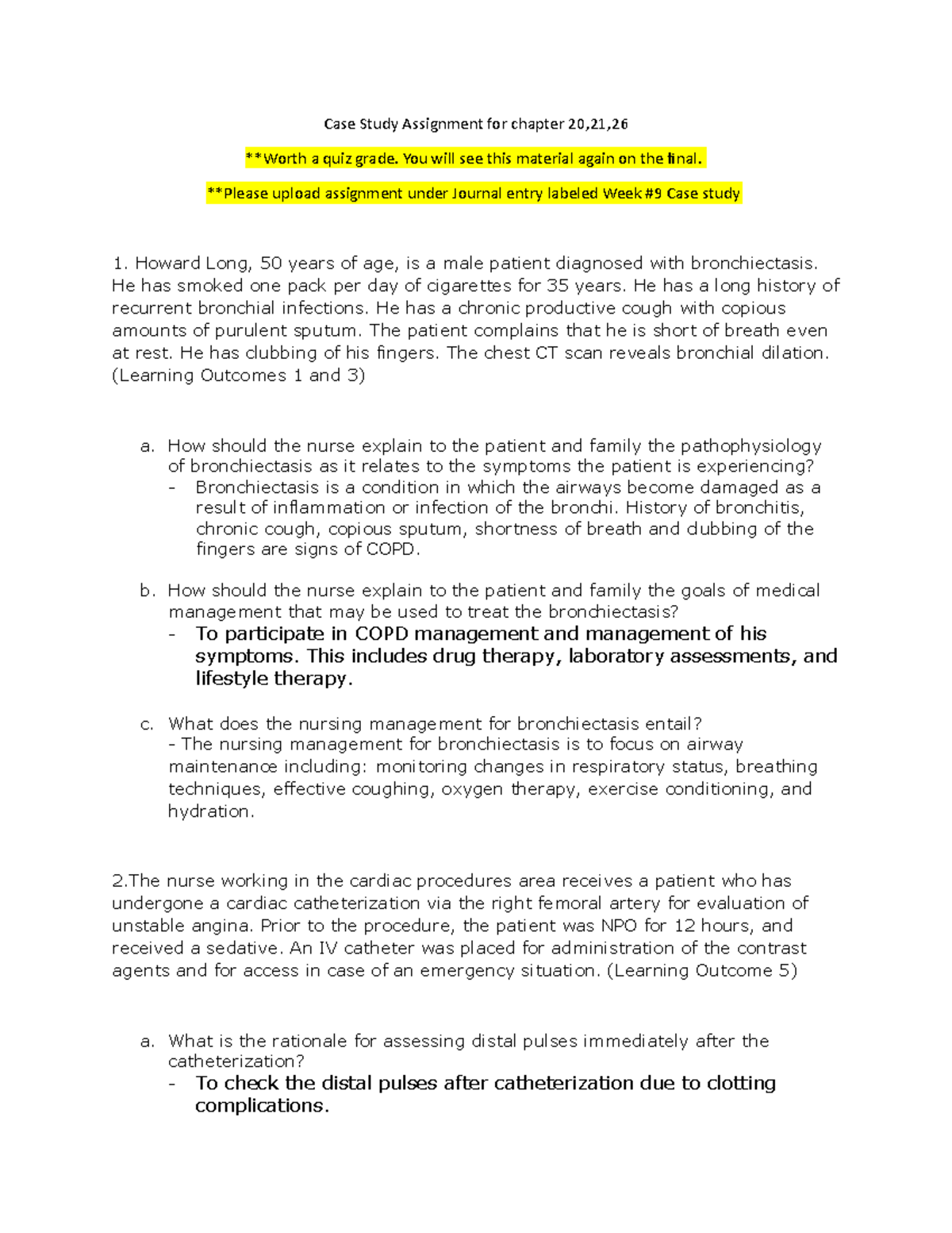 Case Study Assignment For Week #9 - Case Study Assignment for chapter ...