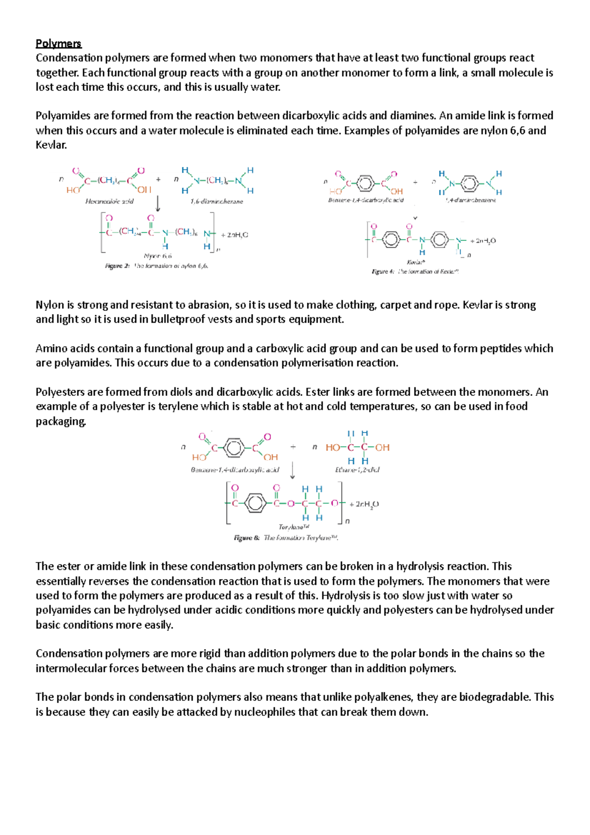 Polymers Notes Chemistry - Studocu