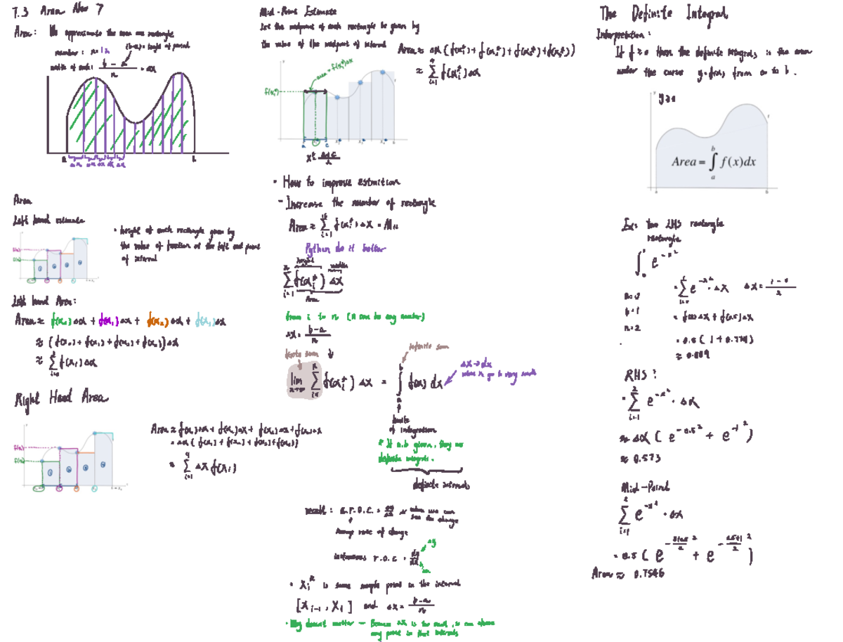 7.3 integrated notes - 3 AreaNov7 Mid Point Estimate The Definite ...