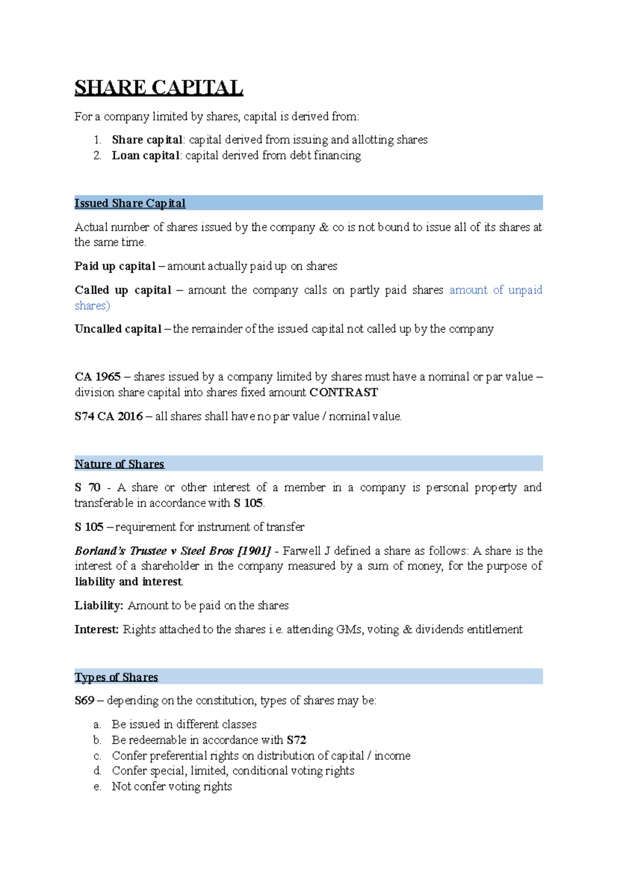 5. Share Capital (company law) - SHARE CAPITAL For a company limited by ...