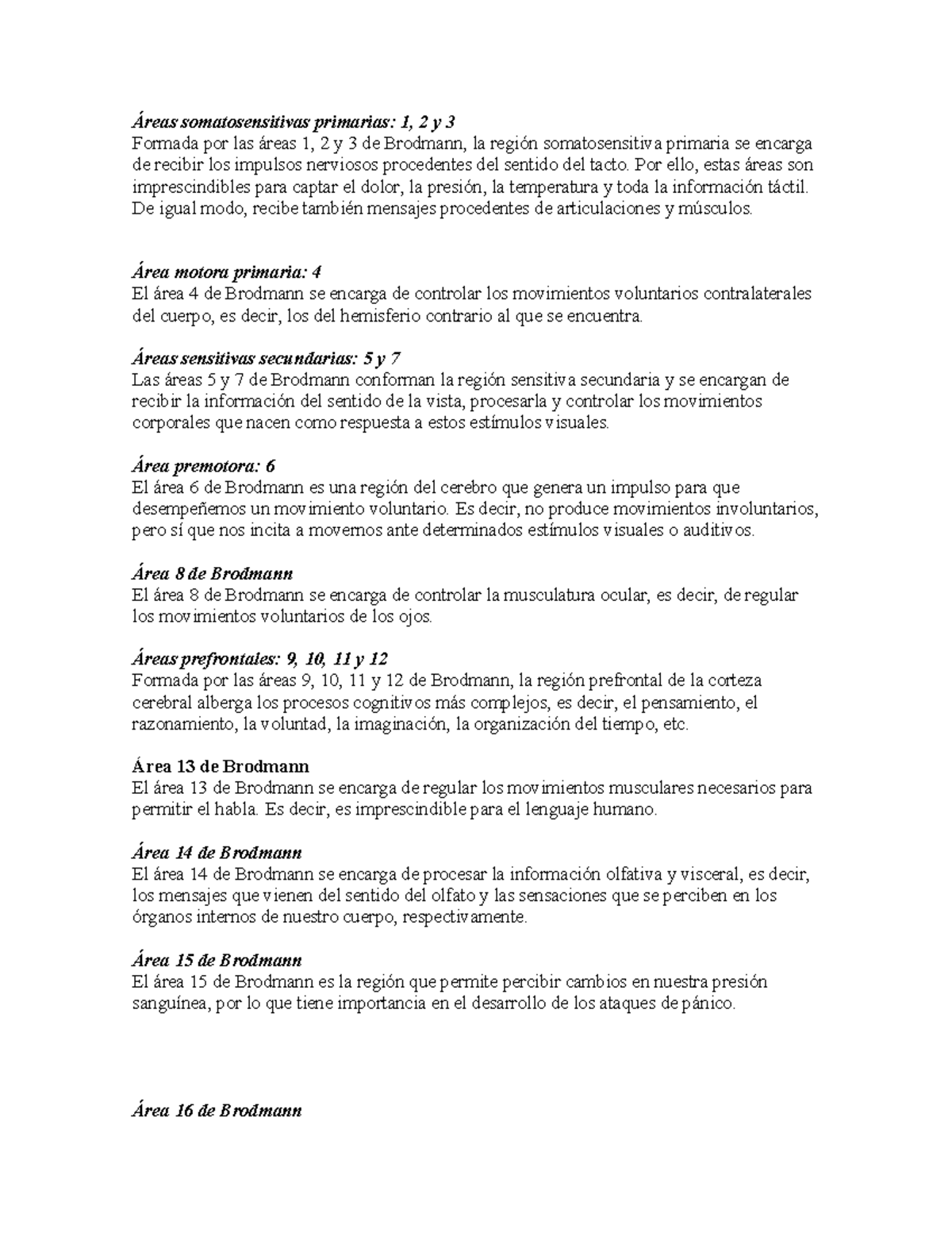 Areas de brodman - repaso de las áreas de broadman facil de aprender ...
