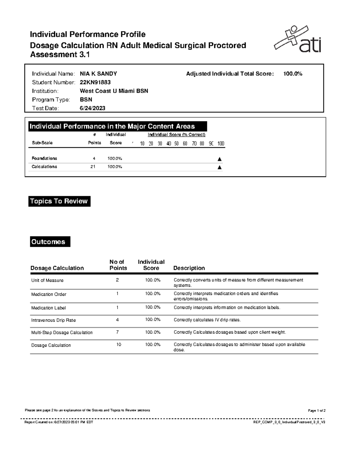 Med Math - n/a - Individual Performance Profile Dosage Calculation RN ...