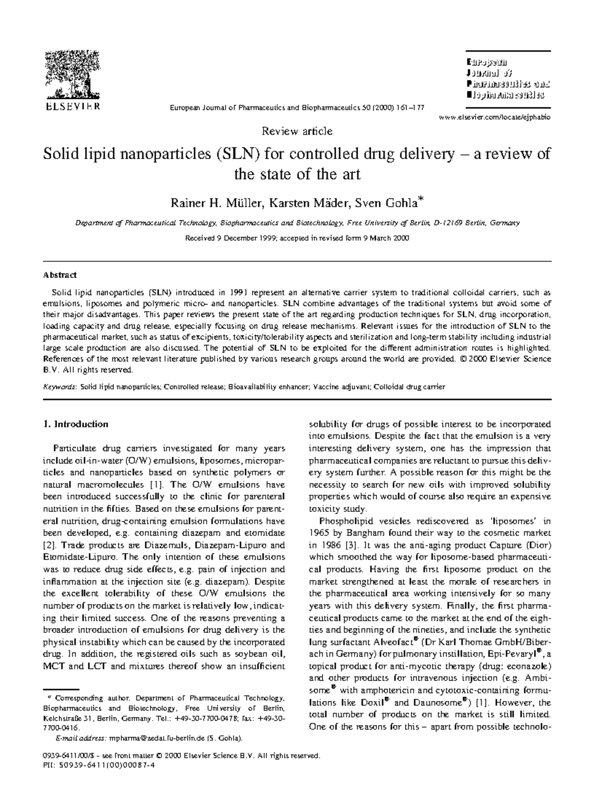 Solid lipid nanoparticles for controlled drug delivery - Review article ...