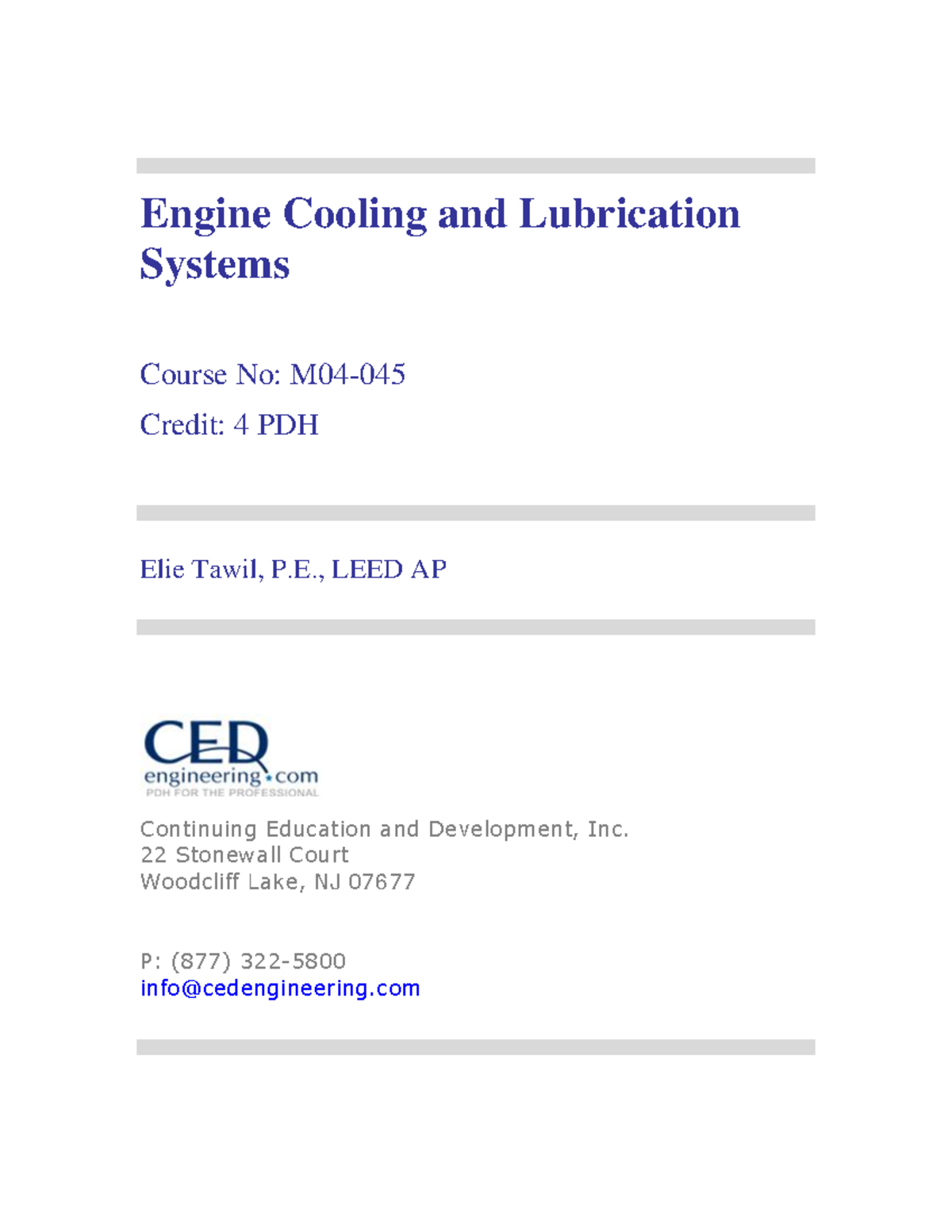 Engine Cooling and Lubrication Systems R1 Engine Cooling and