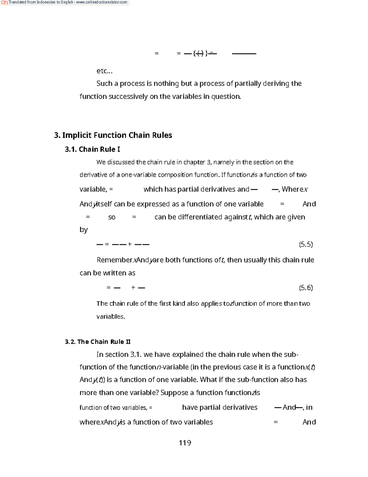 Implicit Function Chain Rules - = = { ( ) } = etc... Such a process is ...