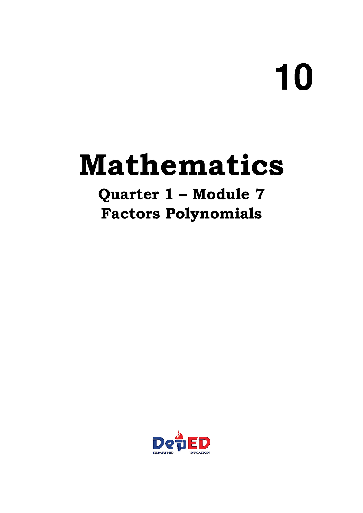 7 Q1 Math - Module 7 For Quarter 1 Mathematics 10 - I Mathematics ...