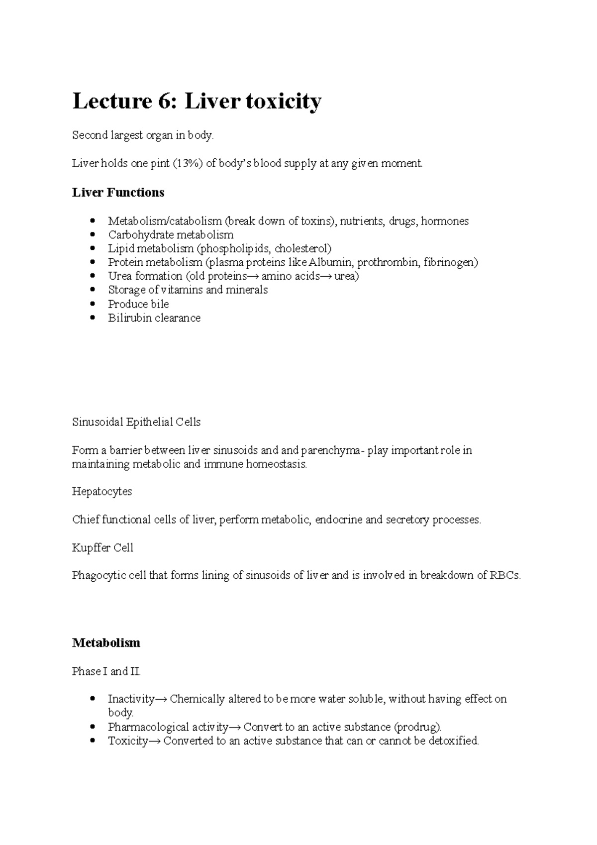 Lecture 6 liver toxicity Lecture 6 Liver toxicity Second largest