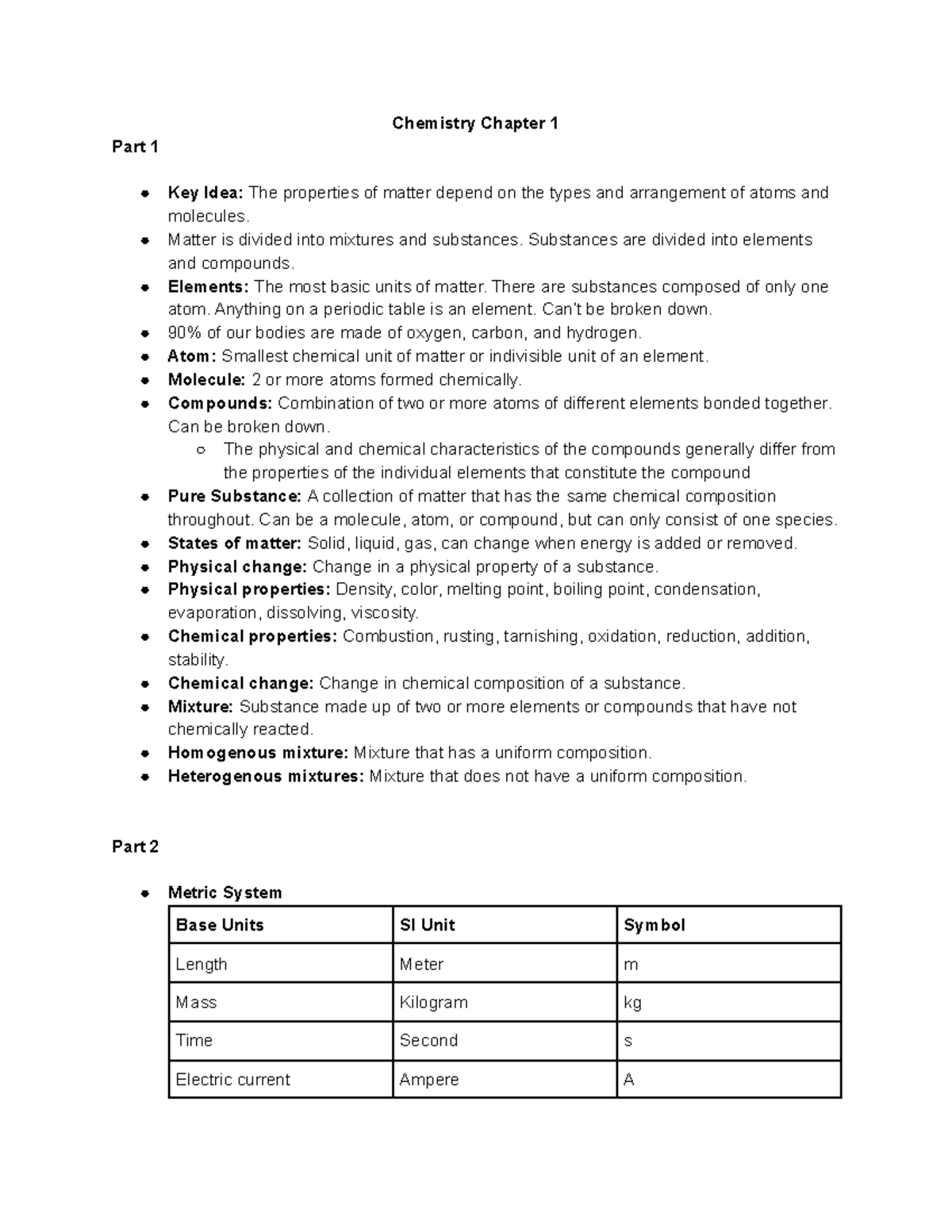 Chem Chapter 1 - Lecture Notes - Chemistry Chapter 1 Part 1 Key Idea ...