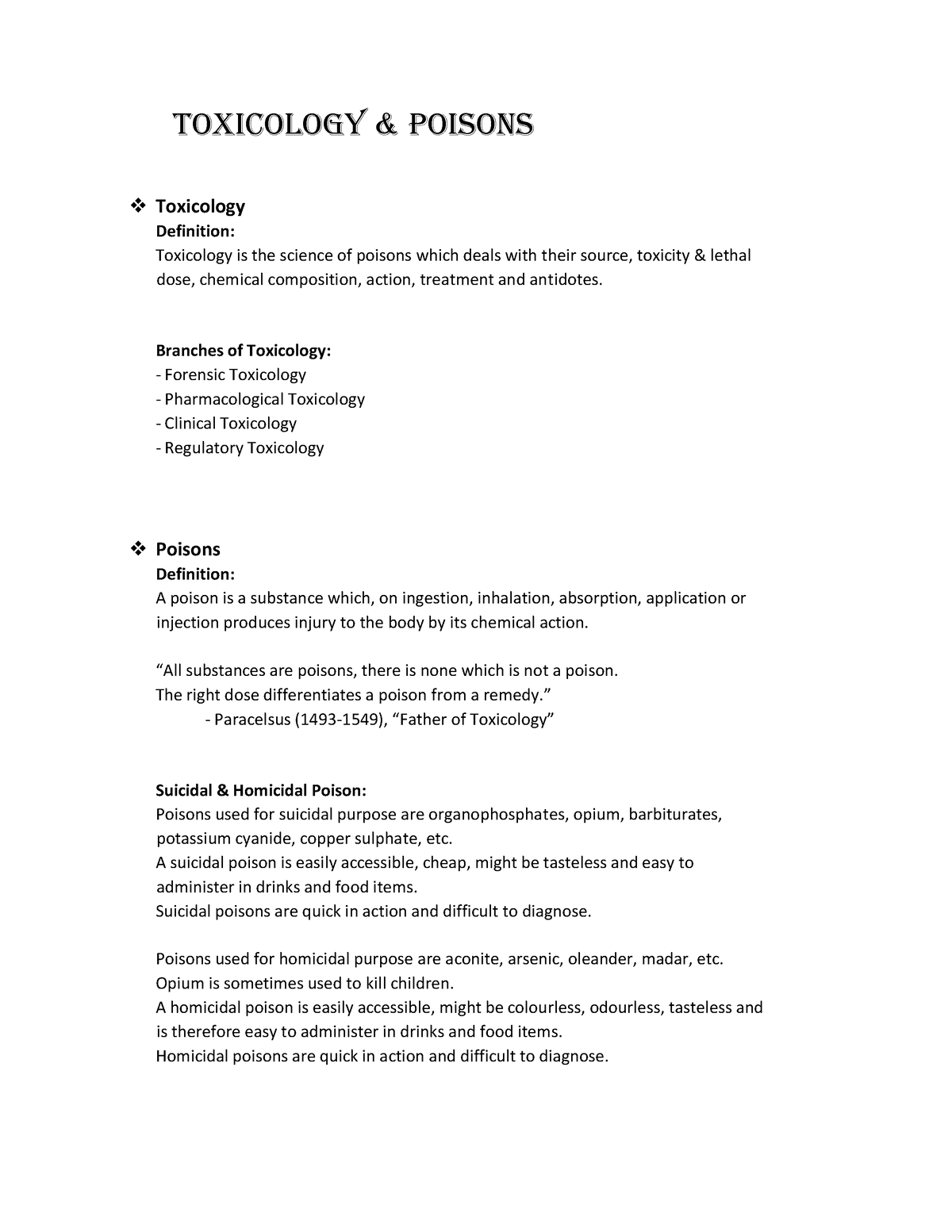 Toxicology and poisons Agadam - Toxicology & poisons Toxicology ...