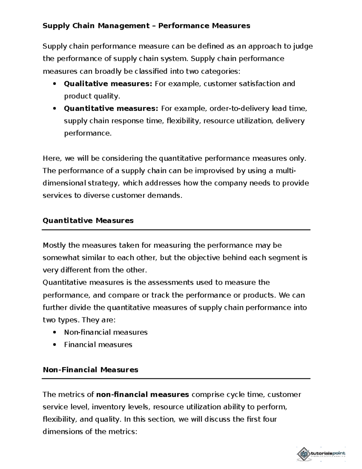 Week 8.1 Performance Measures in SCM - Supply Chain Management ...