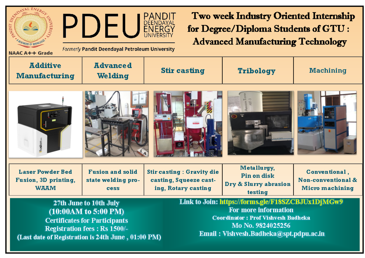 GTU -Internship - Intern - Additive Manufacturing Advanced Welding Stir ...