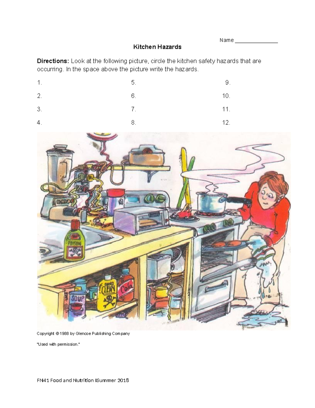 1. FN41.2.01.Kitchen Hazards - Name _______________ Kitchen Hazards ...