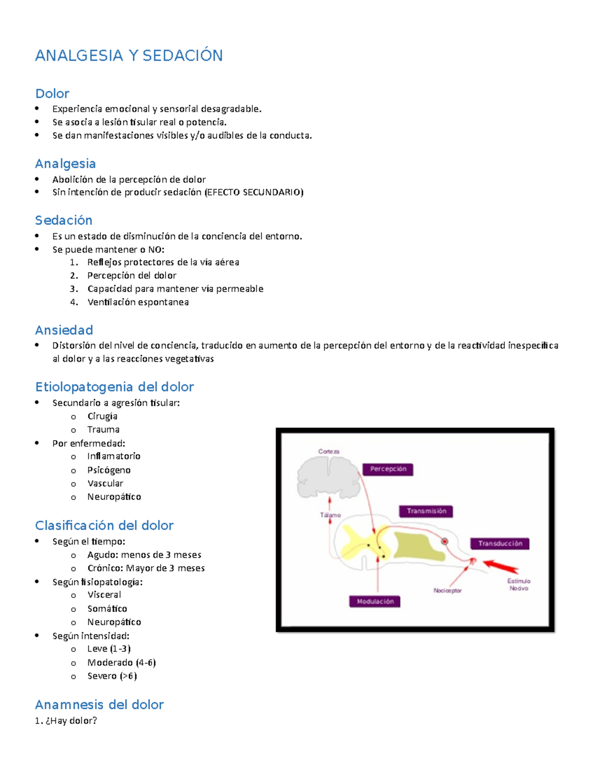 Analgesia Y Sedación - Resumen Pediatria - ANALGESIA Y SEDACIÓN Dolor ...