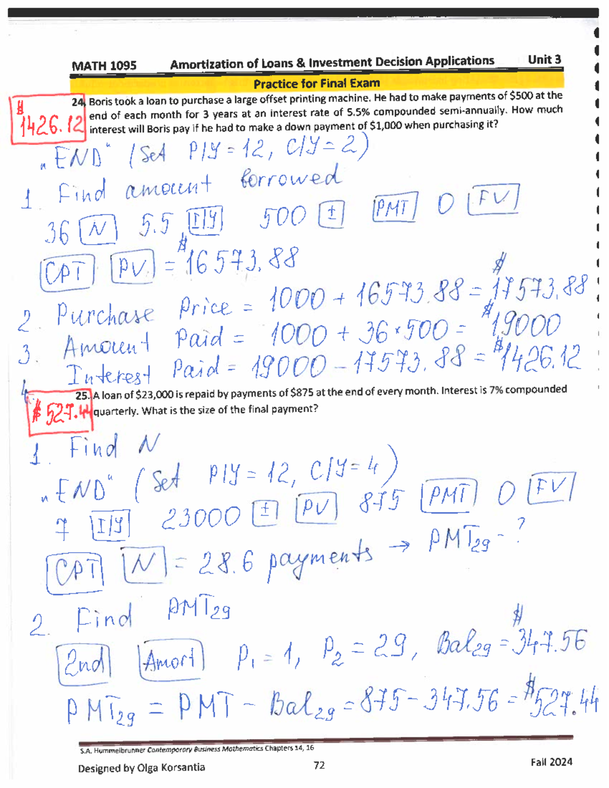 MATH1095 - W14 Unit 3 (Part 3 of 3) - Class Notes Fall 2024 - MATH 1095 ...