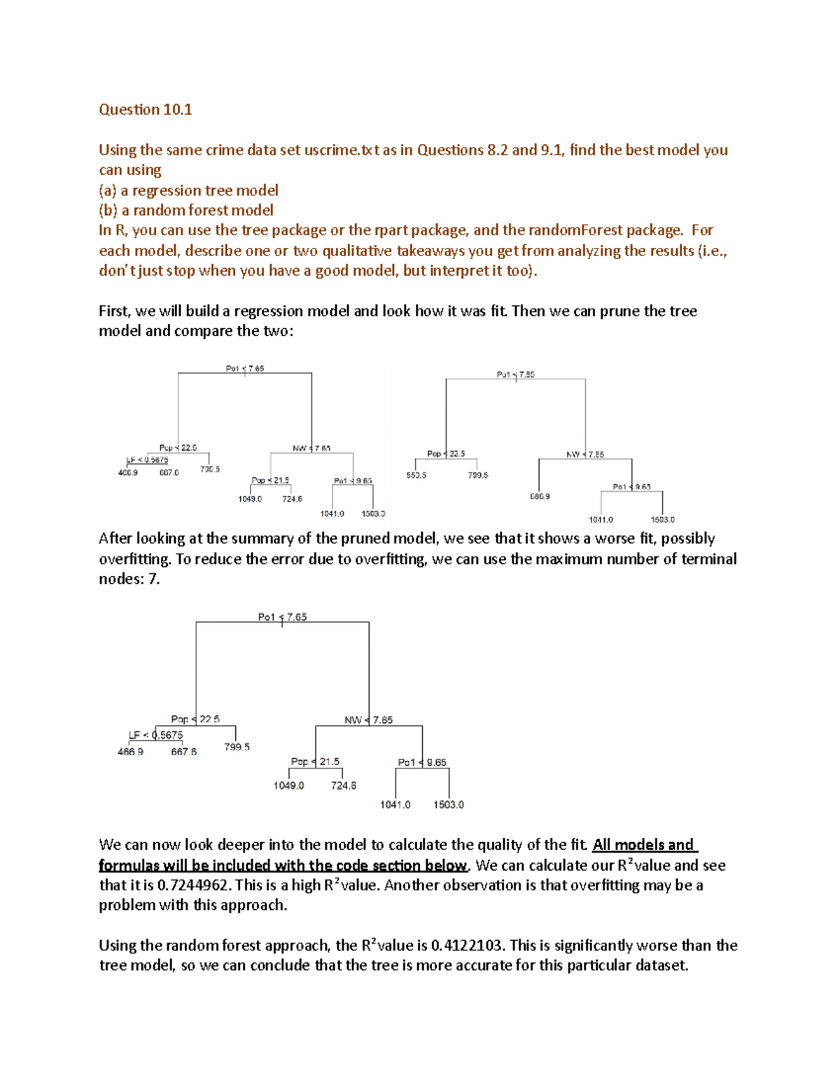 Hw 7 - Homework 7 - Question 10. Using the same crime data set uscrime ...