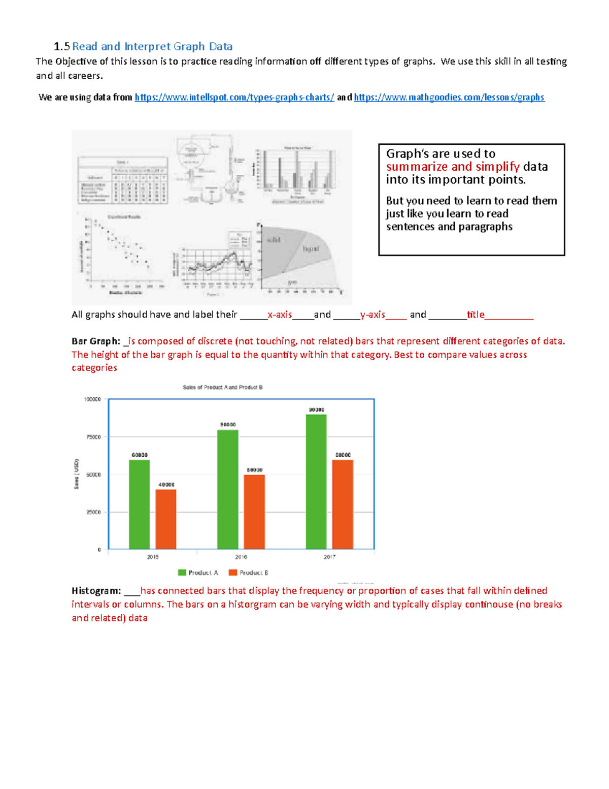 2-5 Filled Notes - 1 Read and Interpret Graph Data The Objective of ...