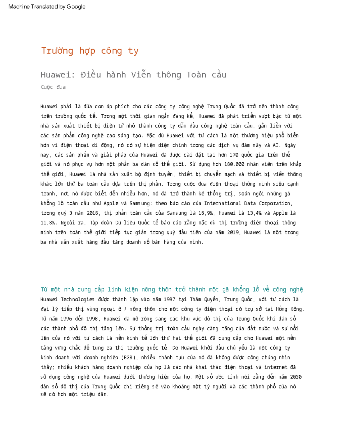 Case-1 Huawei-1 - tài liệu về case study - Huawei Technologies ±ÿc ...