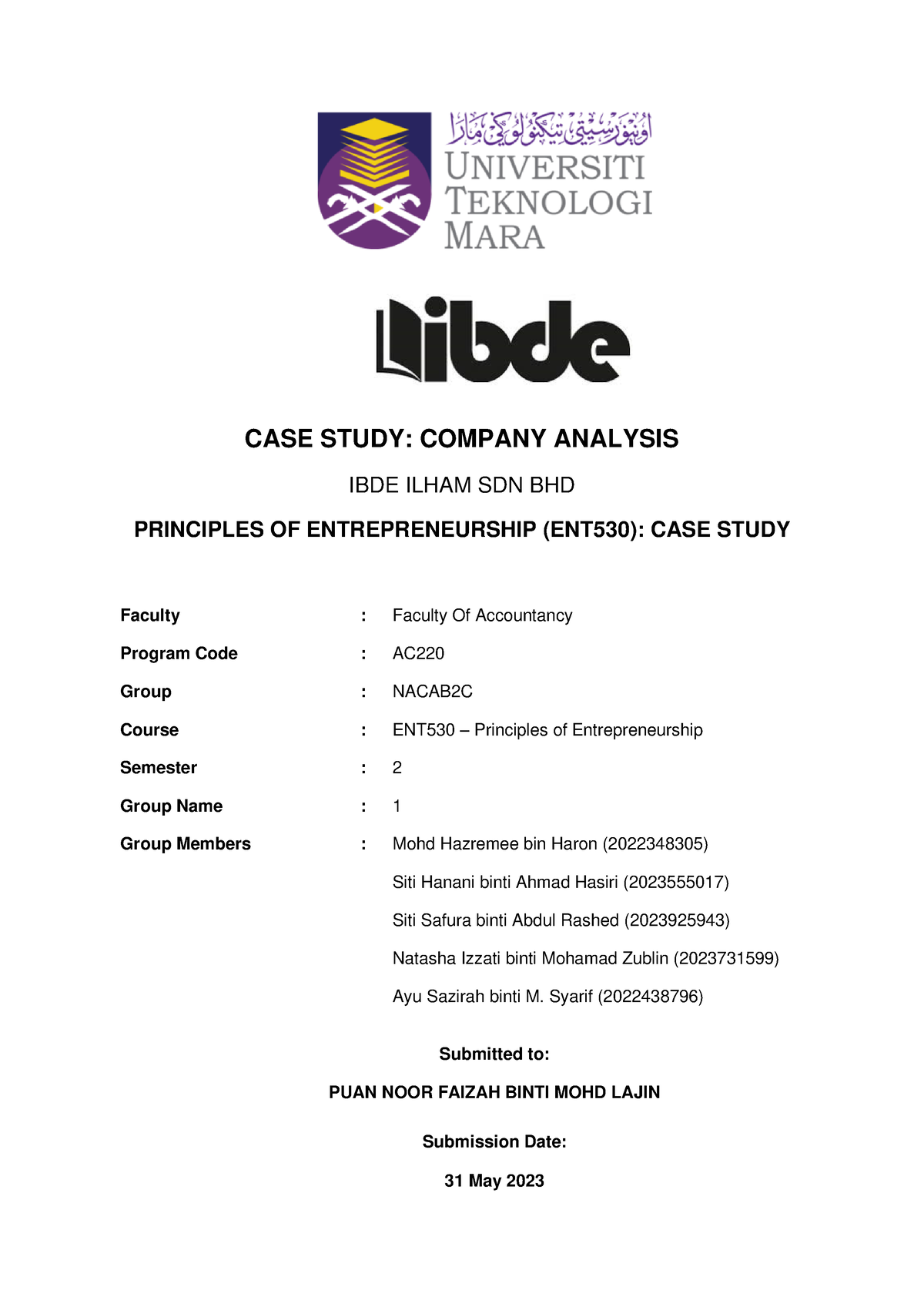 assignment ent530 case study