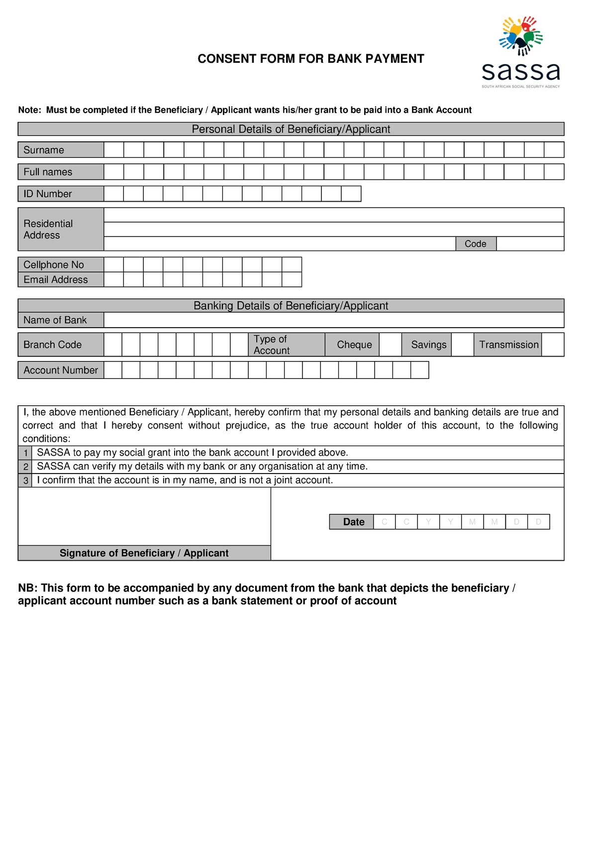 Consent Form For Bank Payment Consent Form For Bank Payment Note Must Be Completed If The 0438