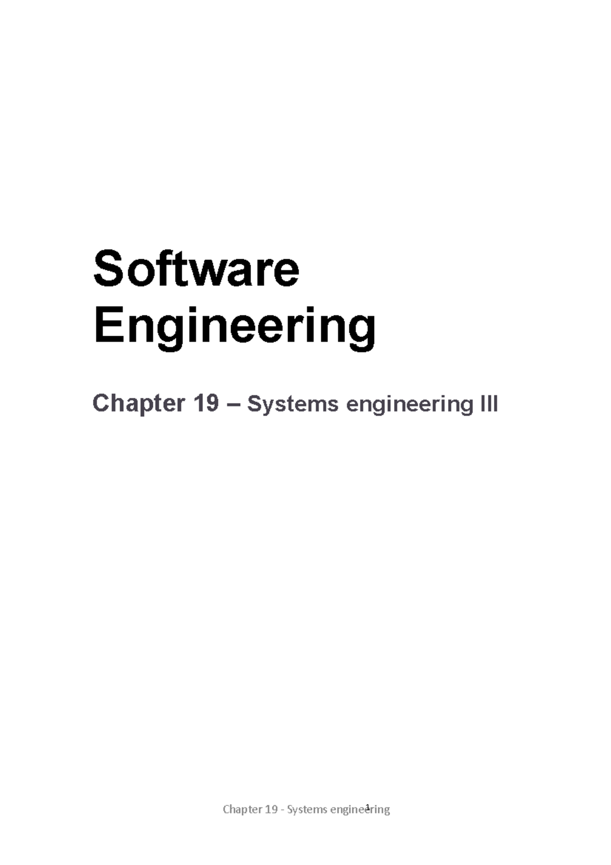 Software Engineering - Ch19 Systems Engineering Lecture 3 - Software ...