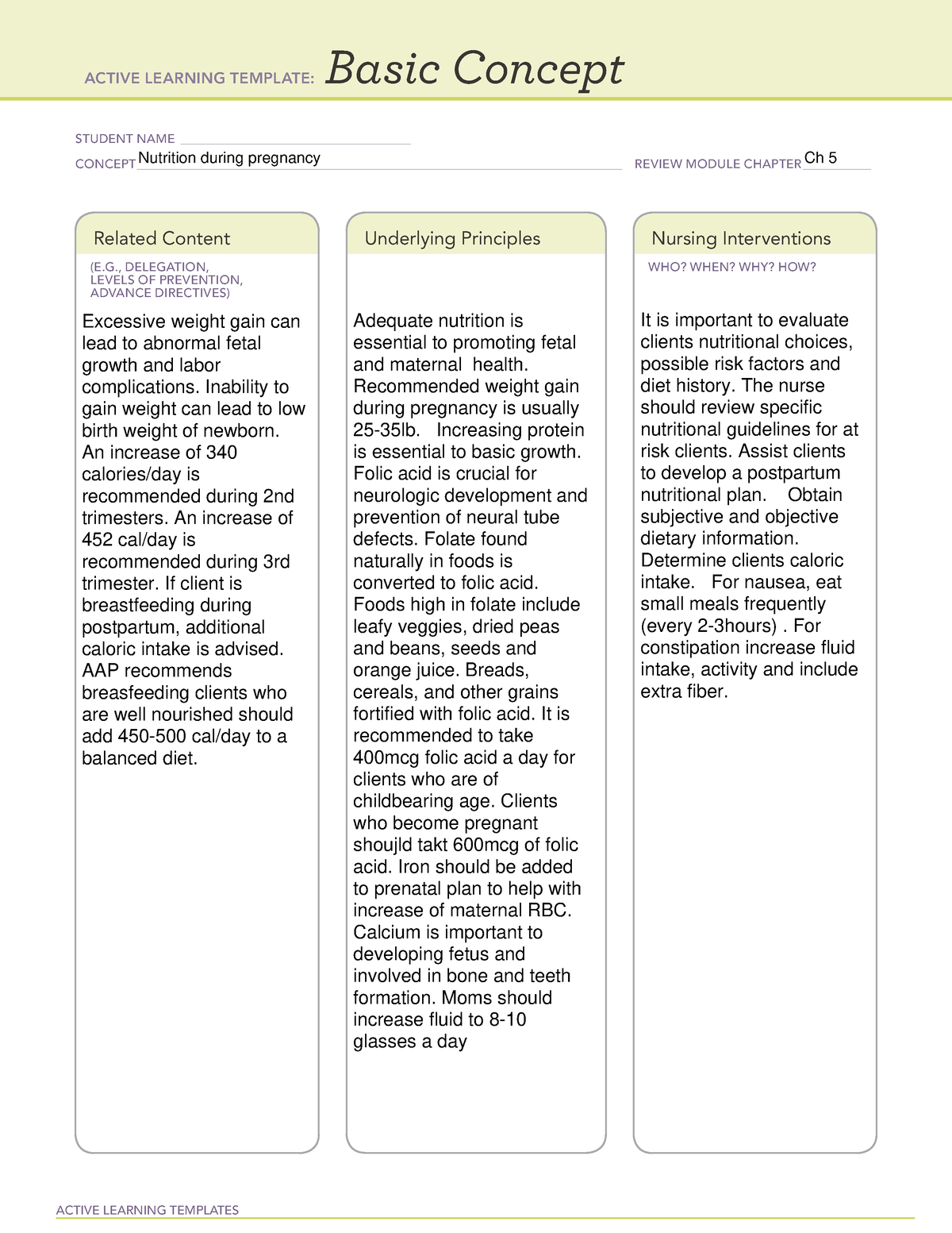 Basic concept Ch 4 ATI - Nurs 101 - ACTIVE LEARNING TEMPLATES Basic ...