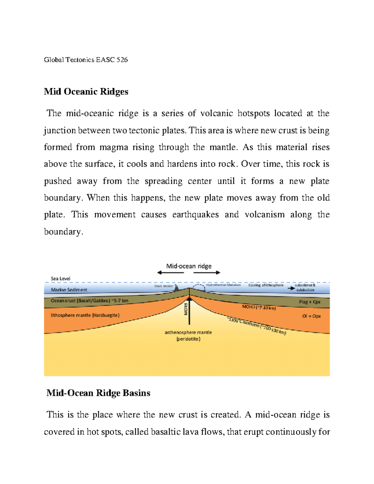 Mid oceanic riges - Global Tectonics EASC 526 Mid Oceanic Ridges The ...