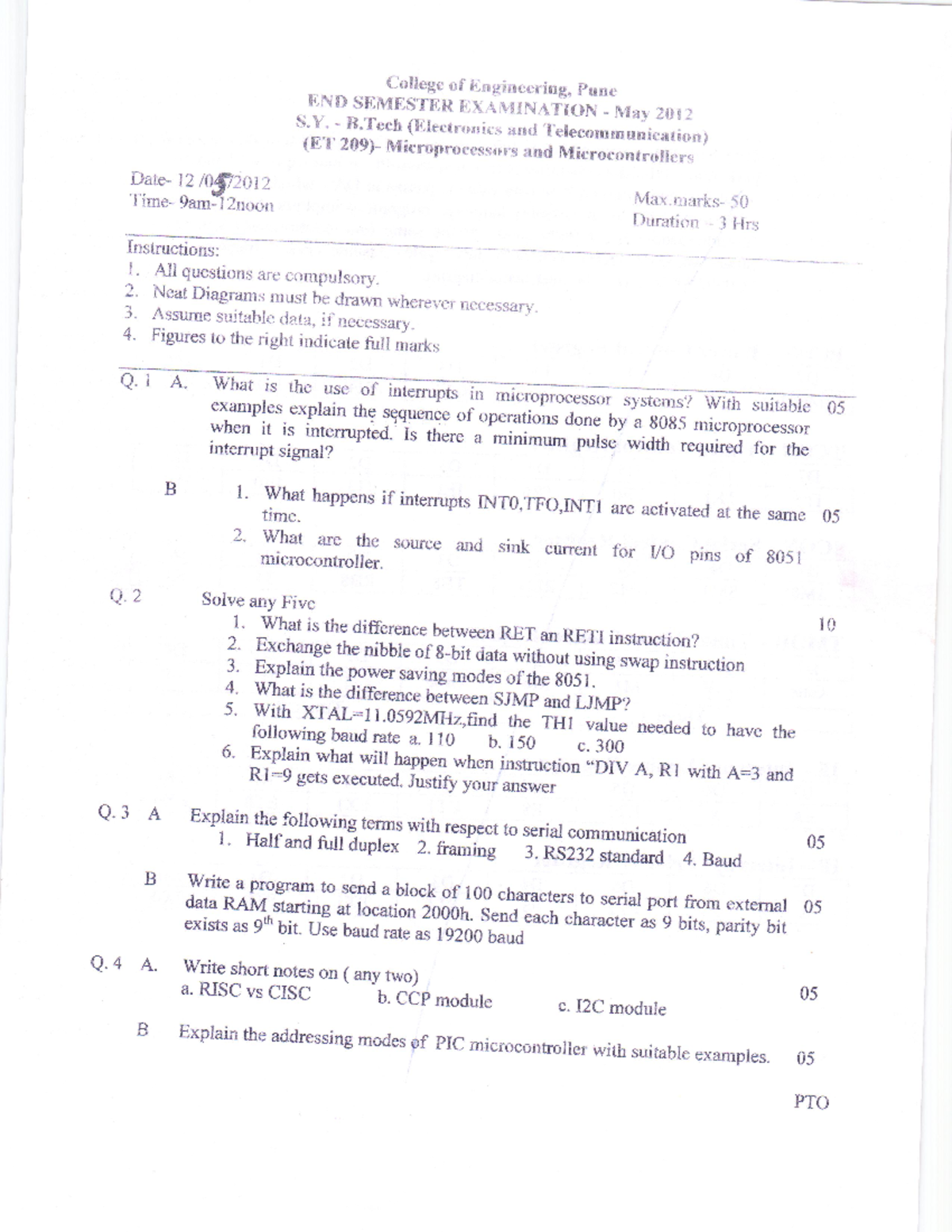 E&TC - Microprocessors & Microcontrollers,May2012 intel and atm ...