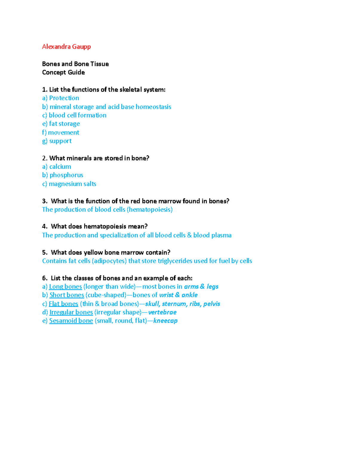 Bones and Bone Tissue concept guide -1 - Alexandra Gaupp Bones and Bone ...