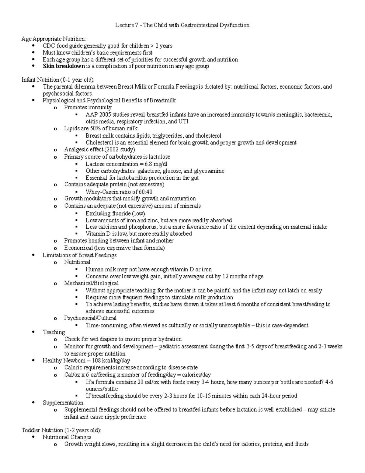 Lecture 7 GI - idk - Lecture 7 - The Child with Gastrointestinal ...