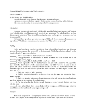 Module 16 cognitive development of online preschoolers