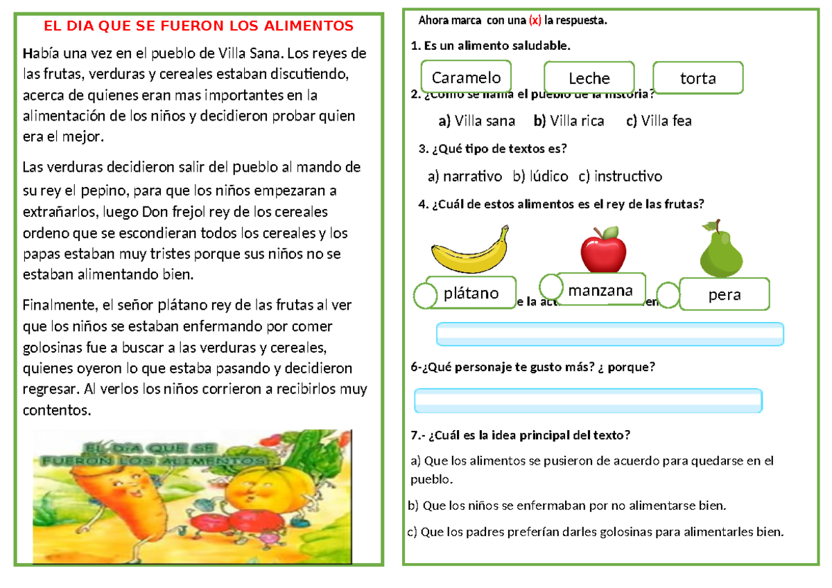 El Día Que Se Fueron Los Alimentos Saludables Pdf