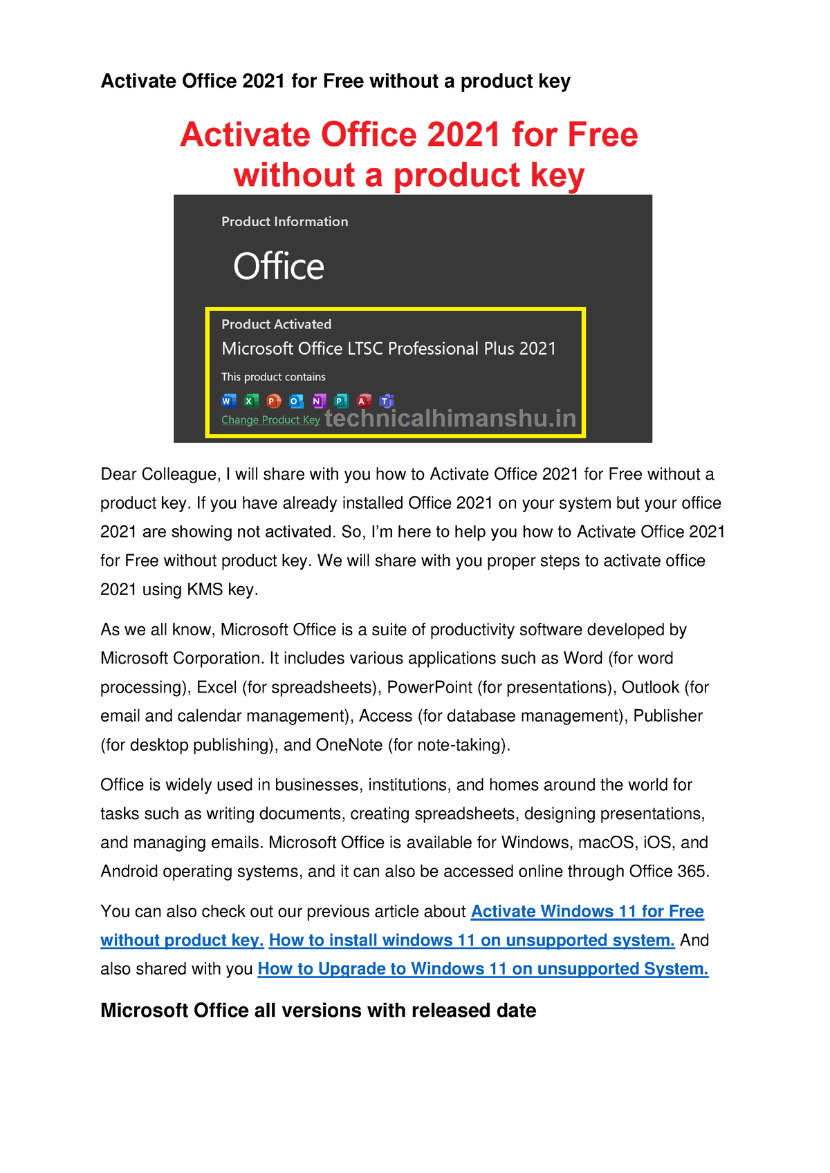 Activate Office 2021 For Free Without A Product Key - If You Have 