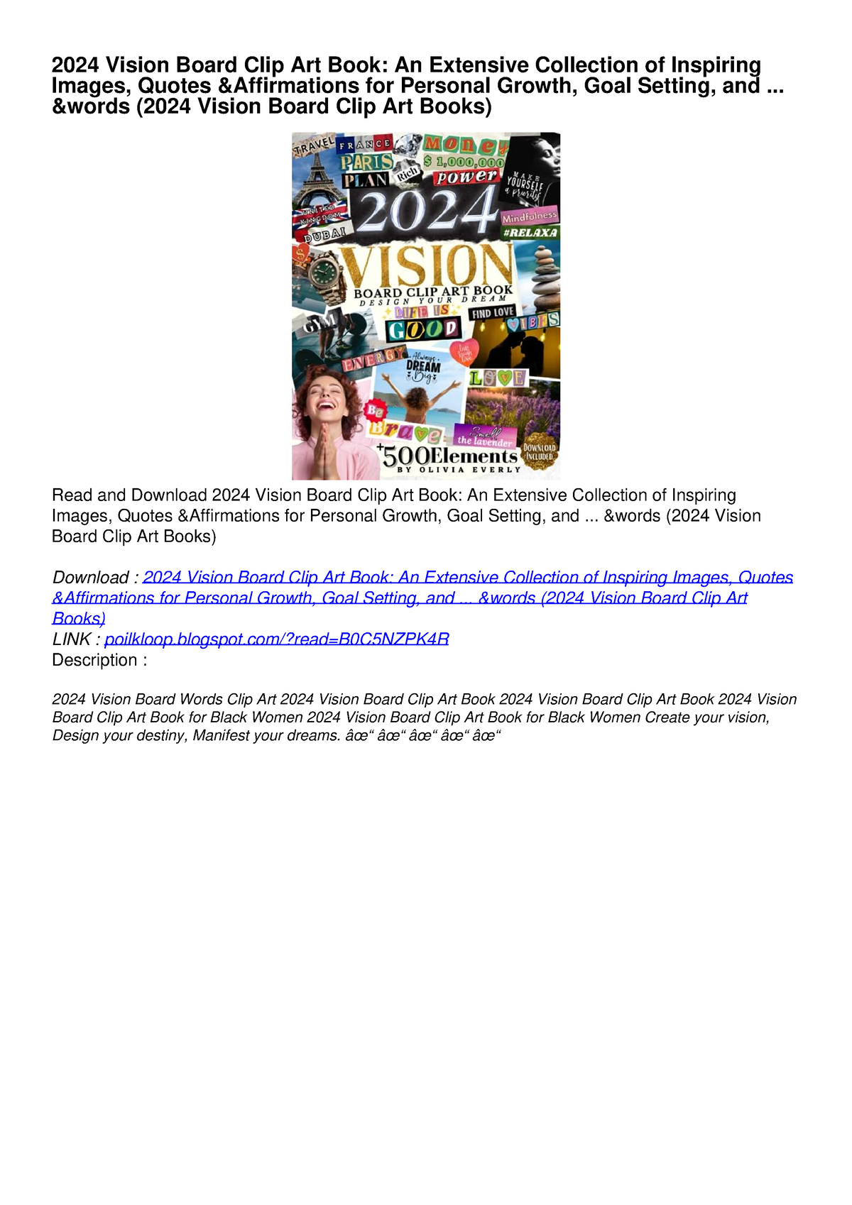 PDF BOOK DOWNLOAD 2024 Vision Board Clip Art Book: An Extensive ...