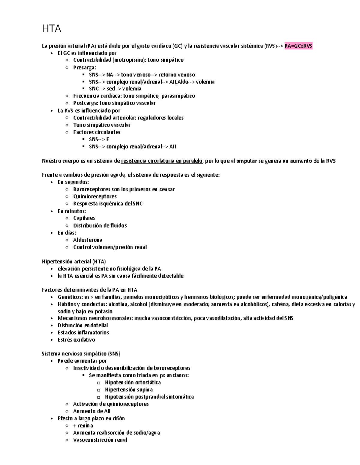 Hipotensión y poscarga