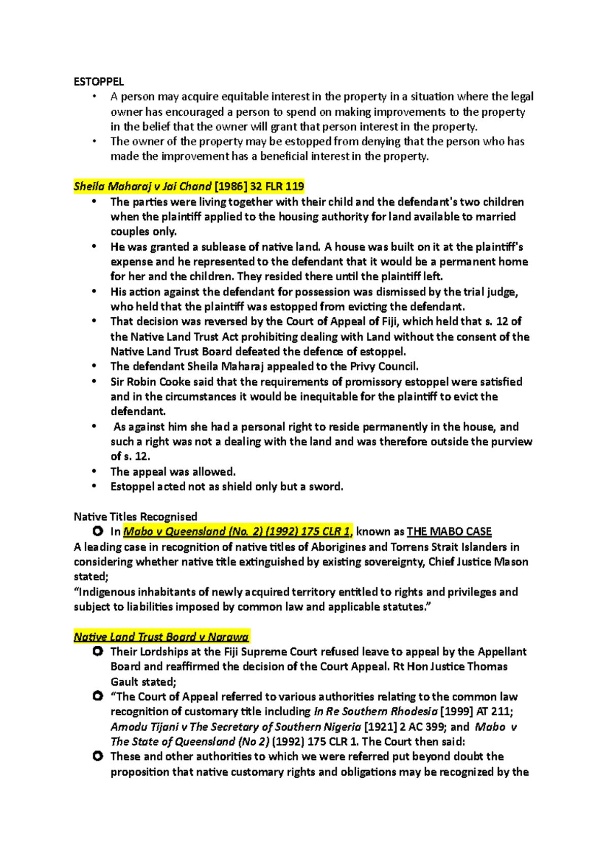 Property Revision 2 - ESTOPPEL A person may acquire equitable interest ...