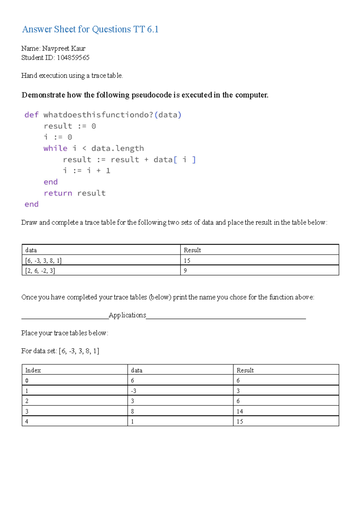 6 - this is my pass task for introduction to programing - Answer Sheet ...