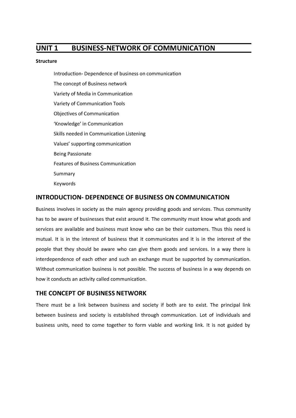 Business Communication - UNIT 1 BUSINESS-NETWORK OF COMMUNICATION ...