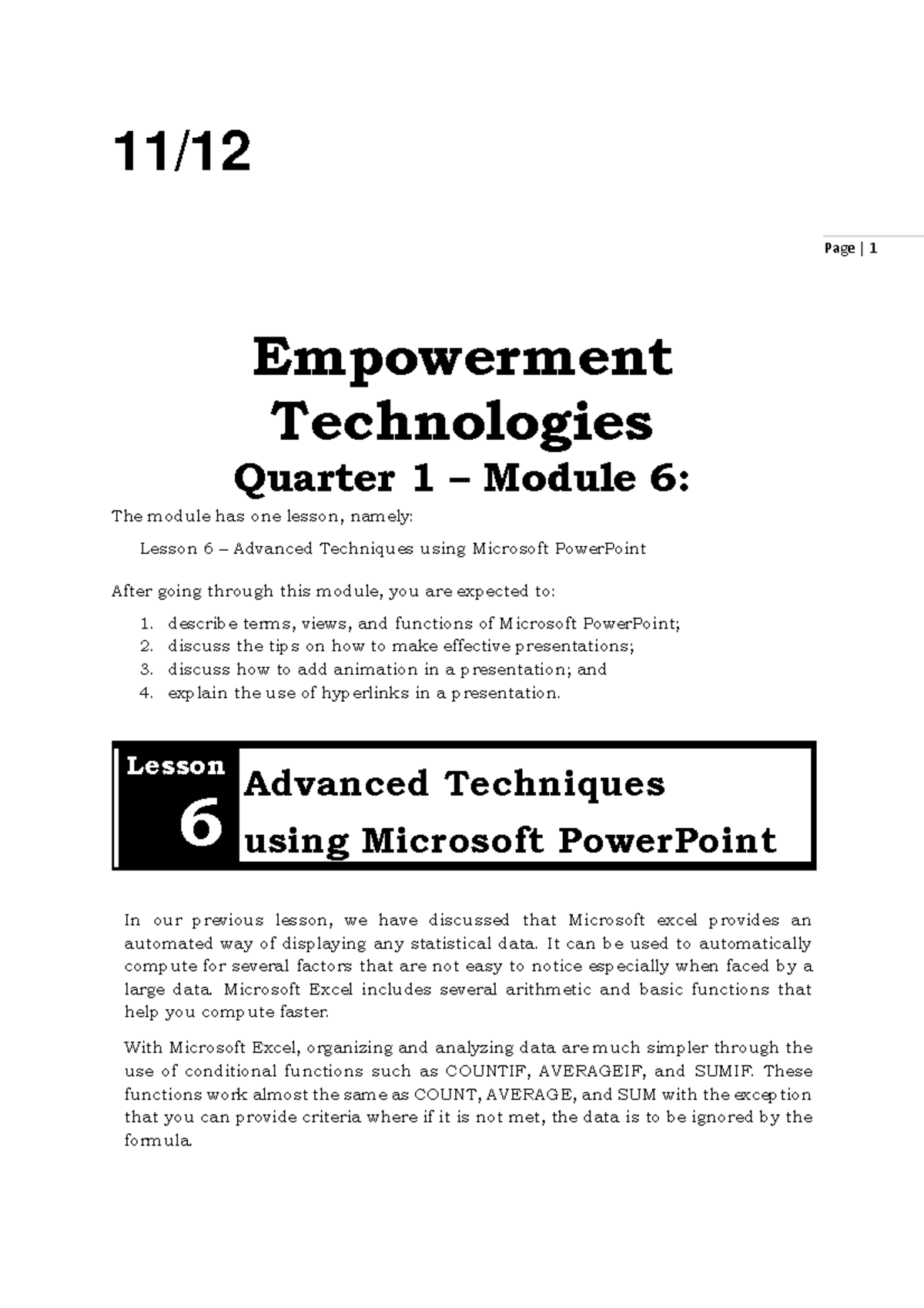 E-tech-SLHT-QTR-2-WEEK-6 - Page | 1 11/ Empowerment Technologies ...