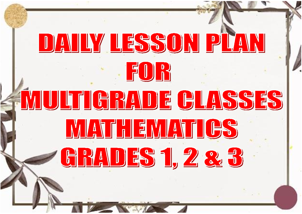 MATH - it can help you - Mathematics Today - DAILY LESSON PLAN FOR ...