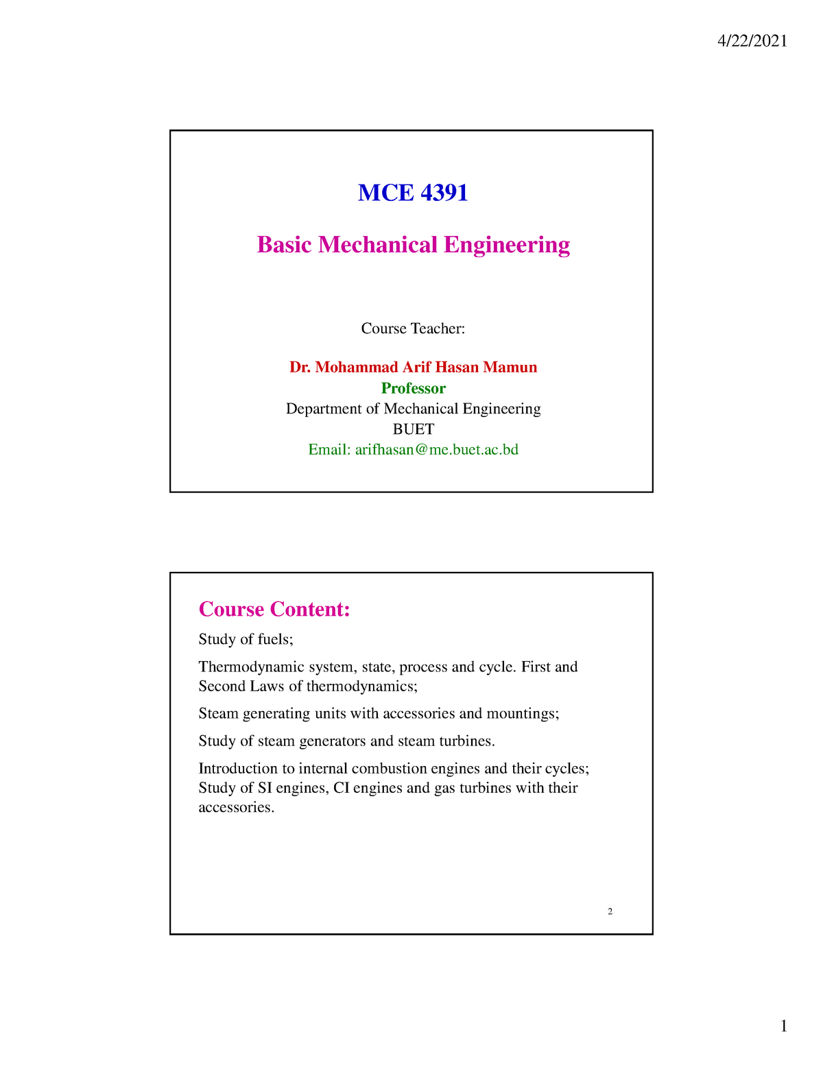 Lecture-1-2021 - Lecture Notes 1 - MCE 4391 Basic Mechanical ...