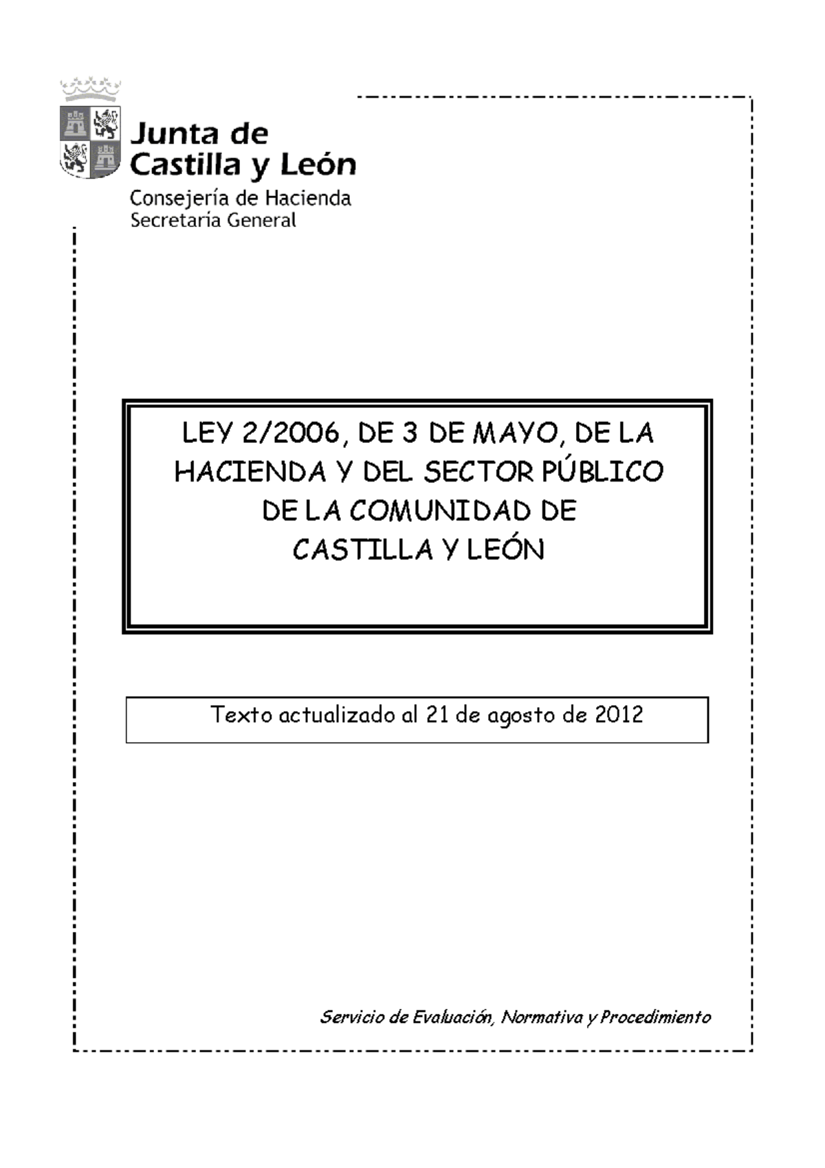 Ley 2-2006 De Hacienda De La Comunidad - Texto Actualizado Al 21 De ...