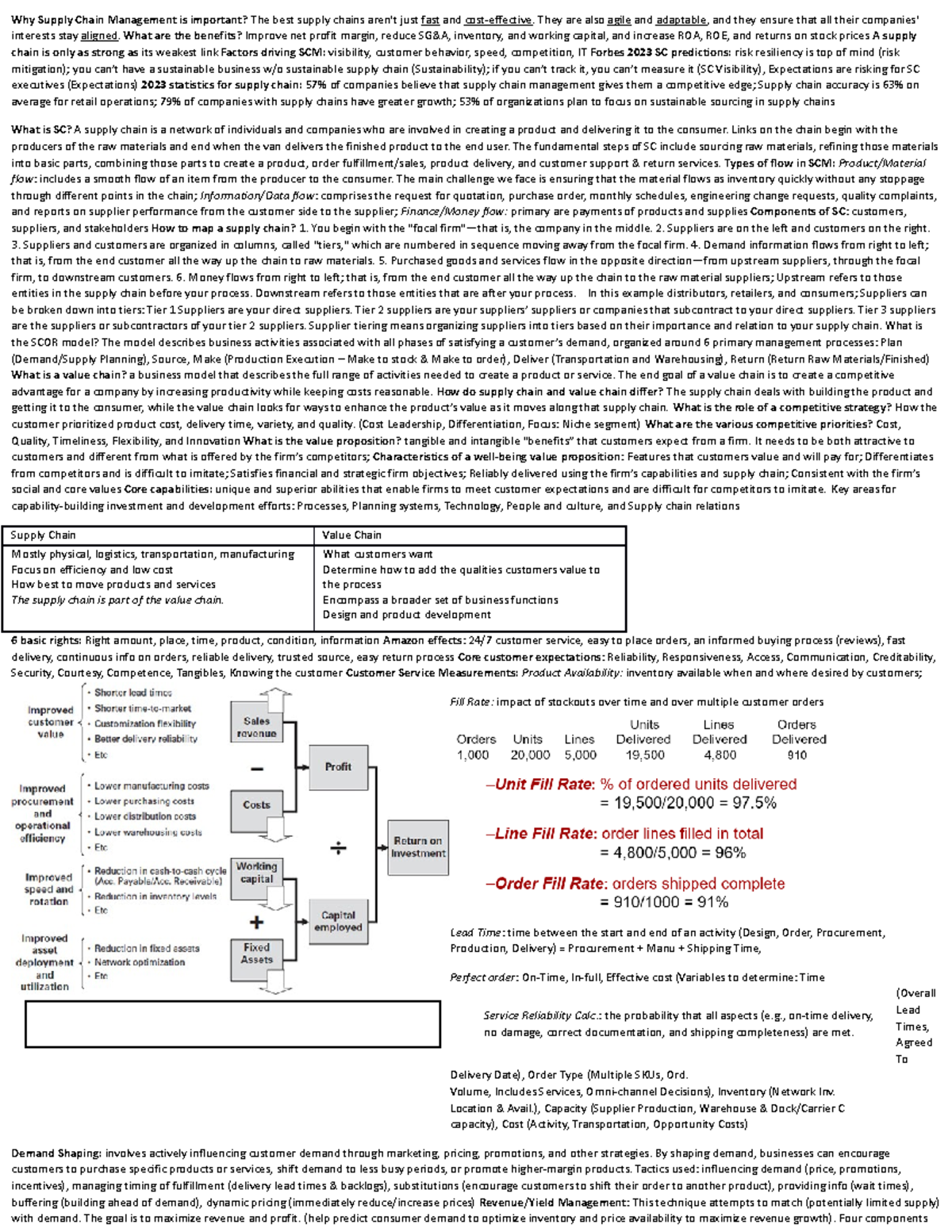 SCM Exam 1 Cheat Sheet - Why Supply Chain Management is important? The ...