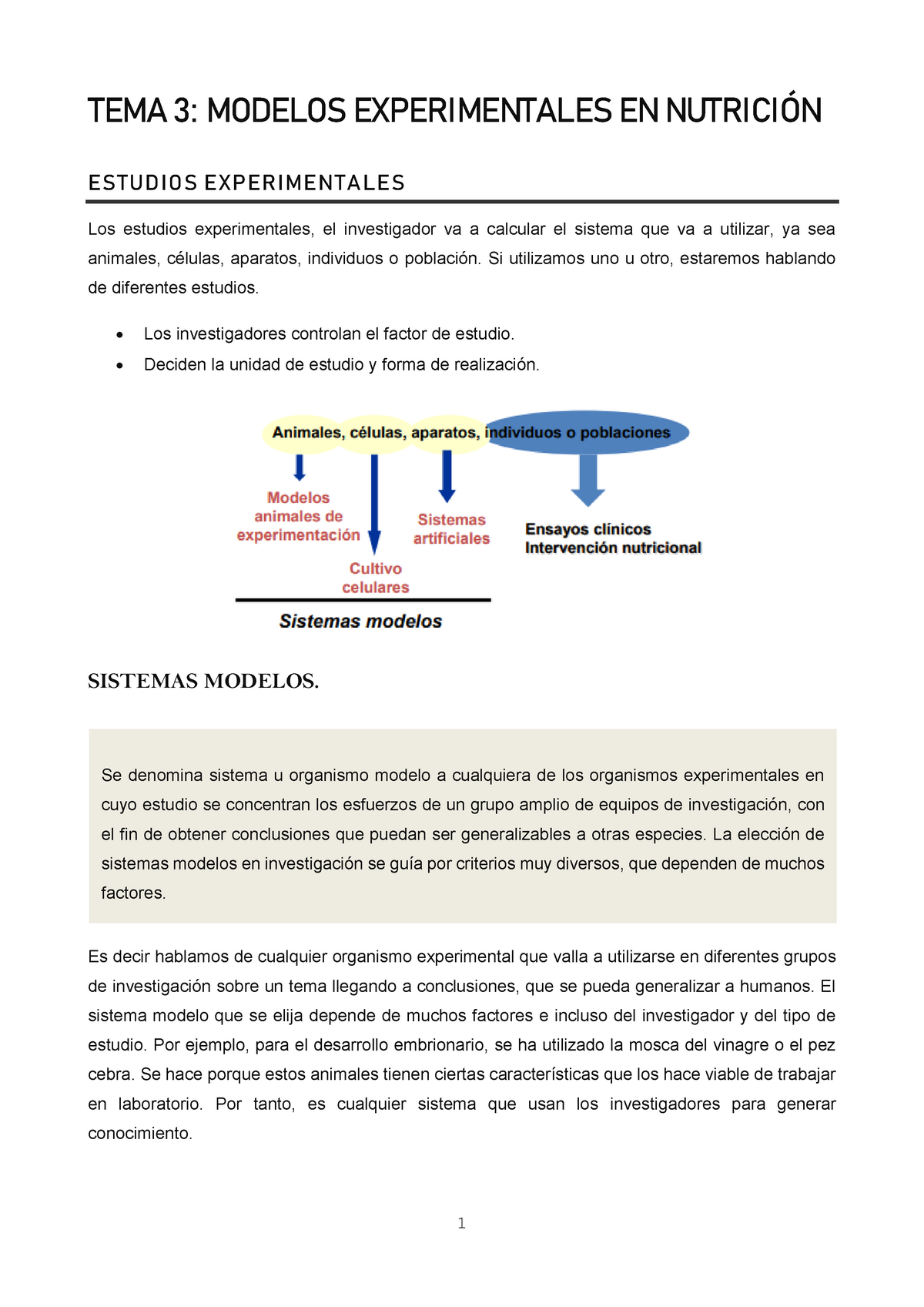 estudio experimental nutricion