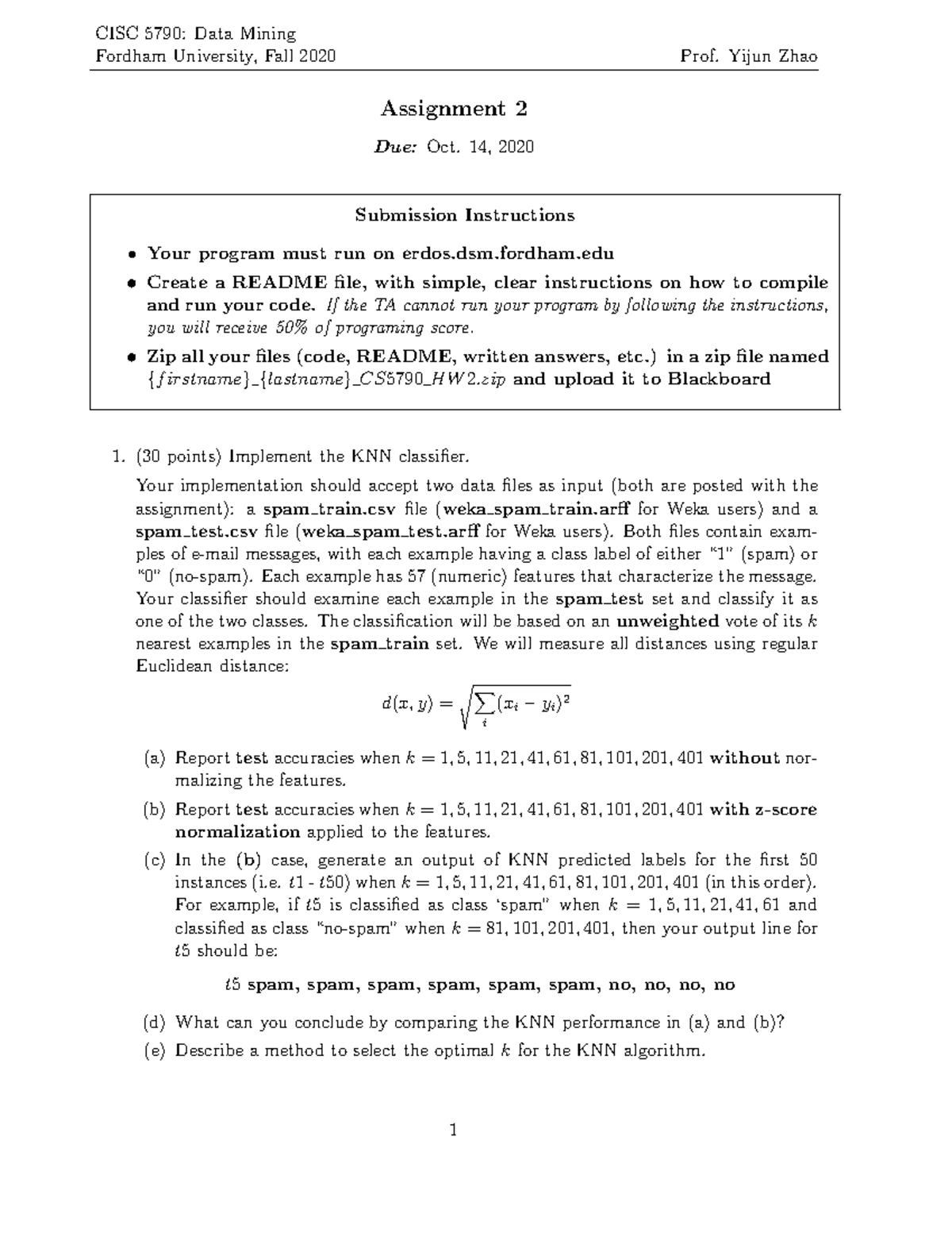 HW2 - Data mining HW2 - CISC 5790: Data Mining Fordham University, Fall ...